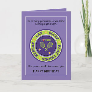 Carte Joyeux Anniversaire, violet 🎾 Tennis Anniversaire