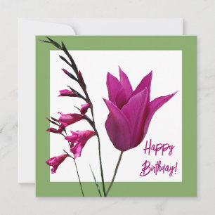Carte Joyeux Anniversaire violet tulip minimaliste tenda