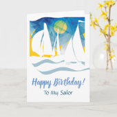 Carte Joyeux Anniversaire Voile Abstrait Nautique (Fleur jaune)