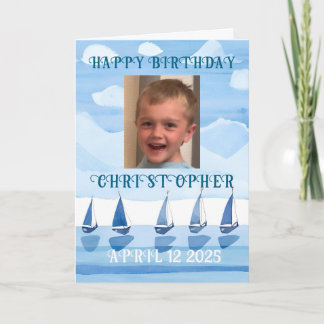 Carte joyeux anniversaire voiliers garçon coloriage