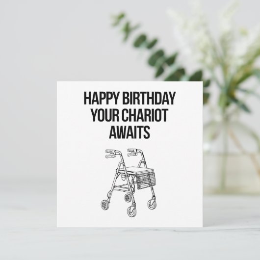 Carte Joyeux anniversaire Votre Chariot Attend (Debout devant)