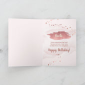 Carte Joyeux anniversaire ! | Votre Rose photo et métal  (Intérieur)