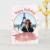 Carte Joyeux anniversaire ! | Votre Rose photo et métal  (Fleur jaune)