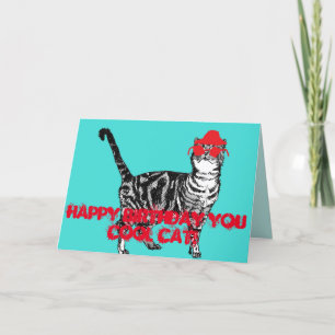 Carte Joyeux Anniversaire Vous Chat Cool avec Casquette 