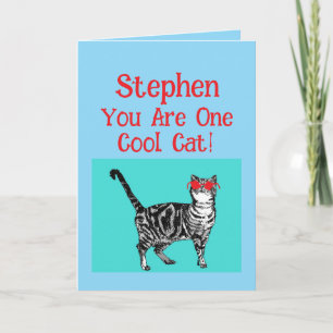 Carte Joyeux anniversaire Vous Cool Tabby Chat Mens Mari
