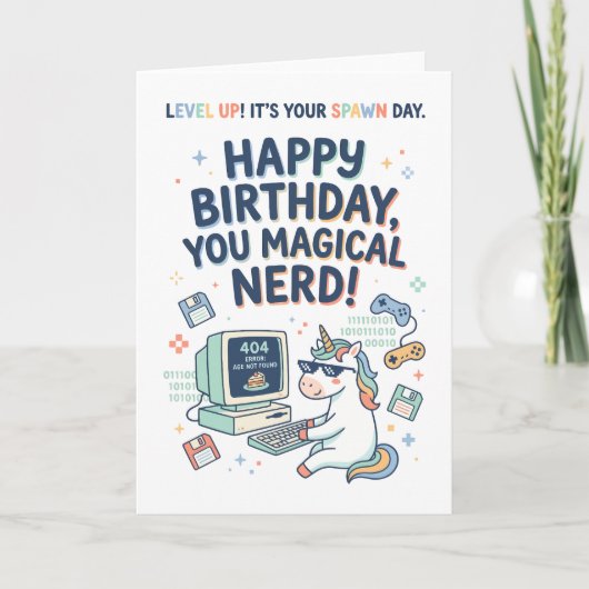 Carte Joyeux Anniversaire Vous Nerd Magique (Devant)