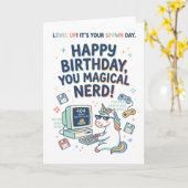 Carte Joyeux Anniversaire Vous Nerd Magique (Fleur jaune)
