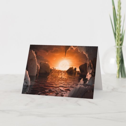 Carte Joyeux anniversaire - vue de Trappist-1f Exoplanet (Devant)