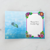 Carte Joyeux anniversaire Whimsical Chat et Fleurs (Intérieur)