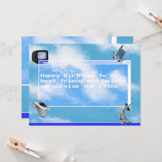 Carte Joyeux Anniversaire Windows95 Thème Ordinateur (Devant/Arrière en situation)