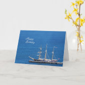 Carte Joyeux anniversaire - yacht (Fleur jaune)