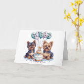 Carte Joyeux anniversaire Yorkie Chien (Fleur jaune)