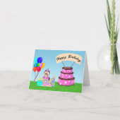 Carte Joyeux anniversaire Yorkshire Terrier avec gâteau (Devant)