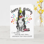 Carte Joyeux anniversaire Your Border Collie Dog Pink Sh (Fleur jaune)