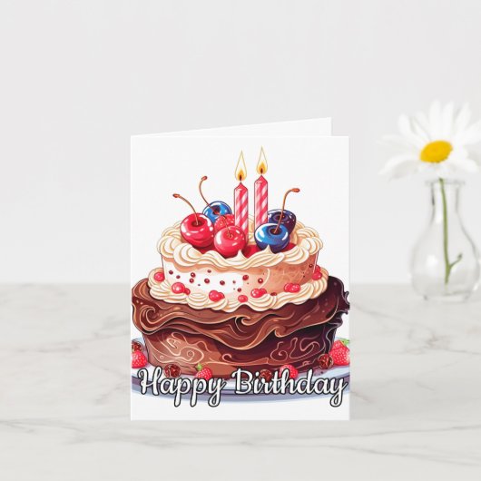 Carte Joyeux anniversaire Yummy Chocolate Cake Art (Petite plante)