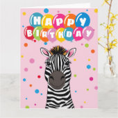 Carte Joyeux anniversaire Zebra (Fleur jaune)