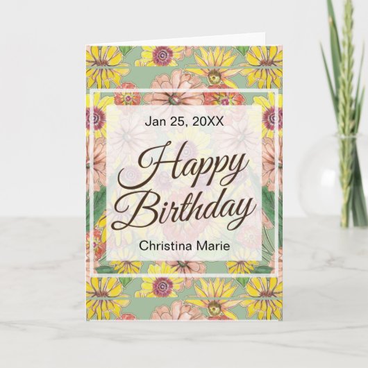 Carte Joyeux anniversaire Zinnia Flowers (Devant)