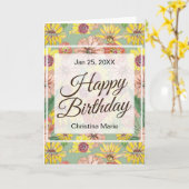 Carte Joyeux anniversaire Zinnia Flowers (Fleur jaune)