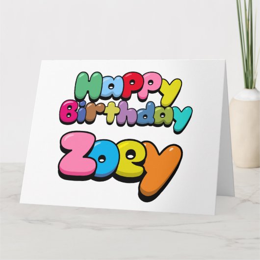 Carte Joyeux anniversaire Zoey (Devant)