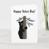 Carte Joyeux Arbor Day mignonne Ours Noir Hugger (Devant)