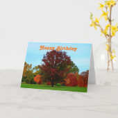 Carte Joyeux arbre de chêne rouge à l'automne (Fleur jaune)