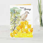 Carte Joyeux Arbre de Colombes de Printemps Jaune Fleurs (Devant)