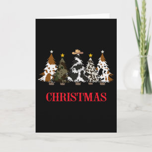 Carte Joyeux Arbre de Noël Cuir de Vache Occidental Cowb
