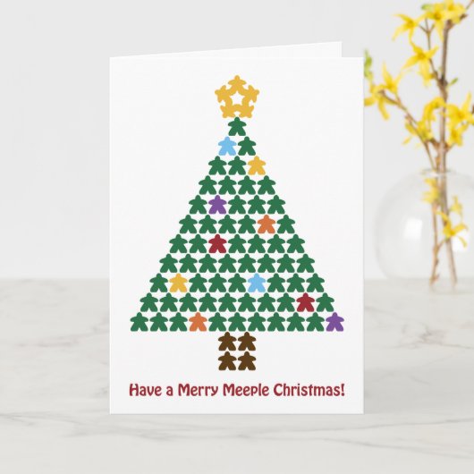 Carte Joyeux Arbre de Noël Meeple (Fleur jaune)