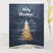 Carte Joyeux arbre d'or de Noël (Fleur jaune)