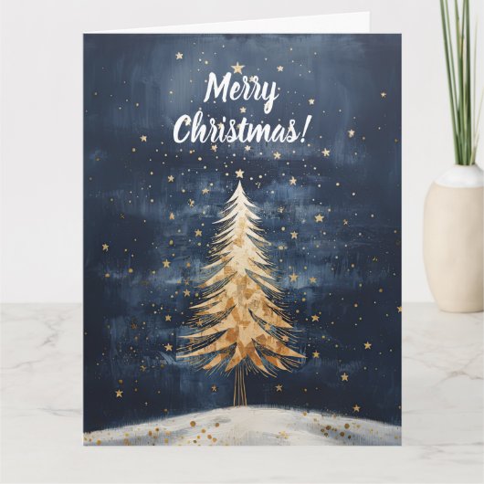 Carte Joyeux arbre d'or de Noël (Devant)