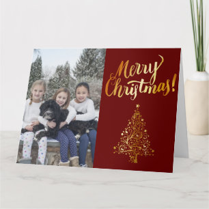 Carte Joyeux Arbre d'or photo Noël