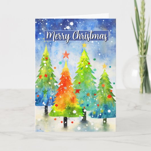 Carte Joyeux arbres Abstraits de Noël (Devant)