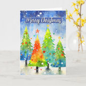 Carte Joyeux arbres Abstraits de Noël (Fleur jaune)