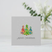 Carte Joyeux arbres de Noël Snowflakes gris moderne (Debout devant)