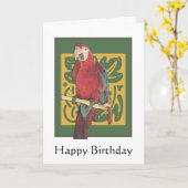 Carte Joyeux art du perroquet d'anniversaire (Fleur jaune)