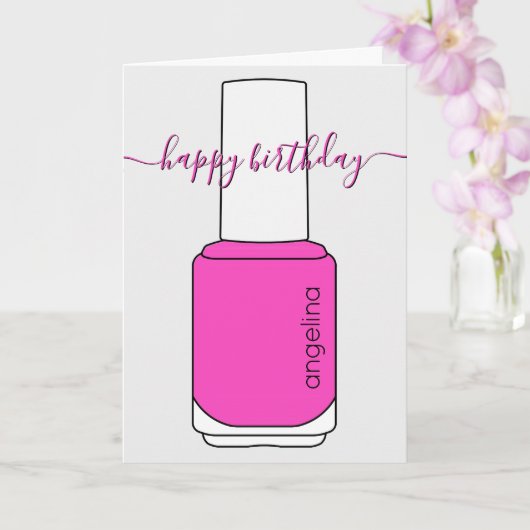 Carte Joyeux art vernis à ongles d'anniversaire (Orchidée)