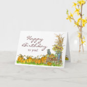 Carte Joyeux automne Citrouille Patch d'anniversaire Bla (Fleur jaune)