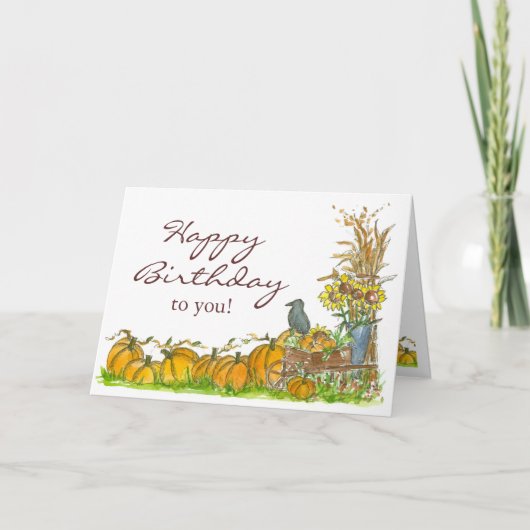 Carte Joyeux automne Citrouille Patch d'anniversaire Bla (Devant)