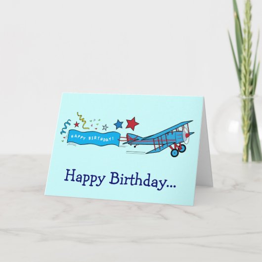 Carte Joyeux avion d'anniversaire de toute la bande (Devant)