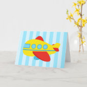 Carte Joyeux avion d'anniversaire, mignon et coloré (Fleur jaune)