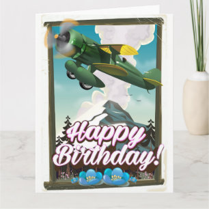Carte Joyeux avion vintage d'anniversaire !