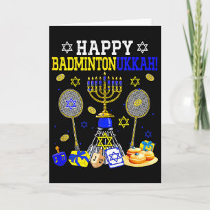Carte Joyeux Badmintonukkah Joueur de Badminton Fan Hanu