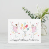 Carte Joyeux Ballerina Birthday Ballet Balloons (Debout devant)