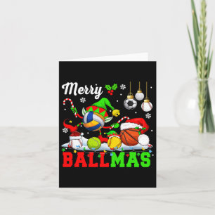 Carte Joyeux Ballmas Xmas Père Noël Elf Volleyball Baske