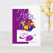 Carte Joyeux ballon de 21e anniversaire brillant à tout  (Fleur jaune)