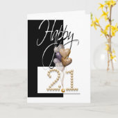 Carte Joyeux ballon de 21e anniversaire drôle (Fleur jaune)