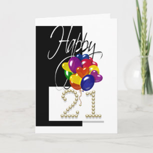 Carte Joyeux ballon de 21e anniversaire lumineux