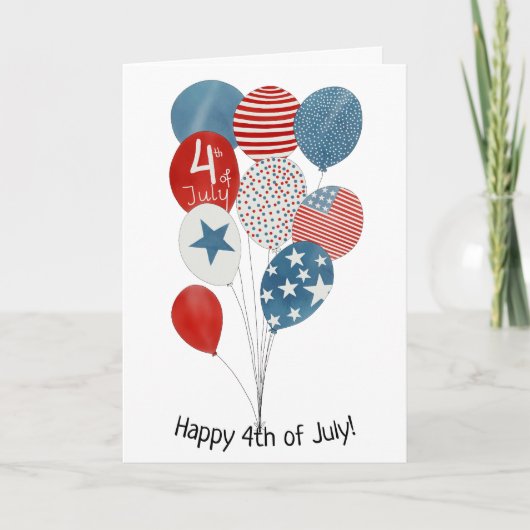 Carte Joyeux ballons 4 juillet aquarelle (Devant)