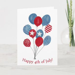 Carte Joyeux ballons 4 juillet aquarelle