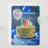 Carte Joyeux Ballons Bleus Bleu Gâteau d'anniversaire (Devant)